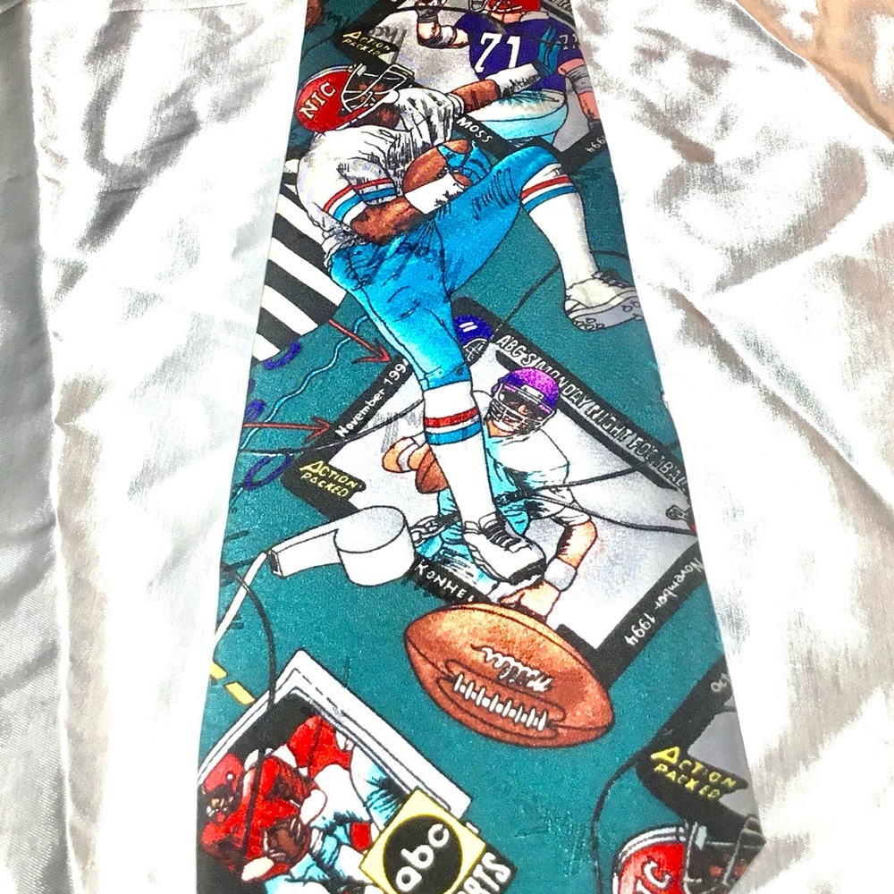 Football Black Red Blue White Brown Party Necktie